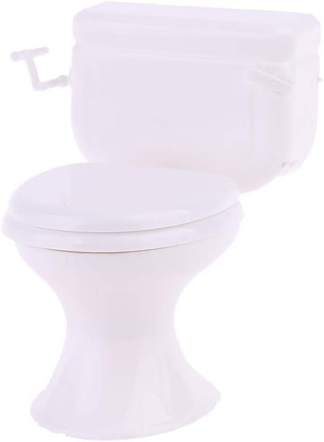 Jizlan White Toilet Dollhouse Miniature Furniture Vintage Bathroom Model Toilet Pretend Dollhouse Accessories - Image 1